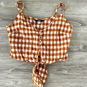 Gingham tie up top